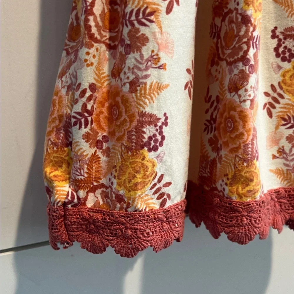 Matilda Jane Just Imagine Cream Top with Rust & orange Floral fall Print
